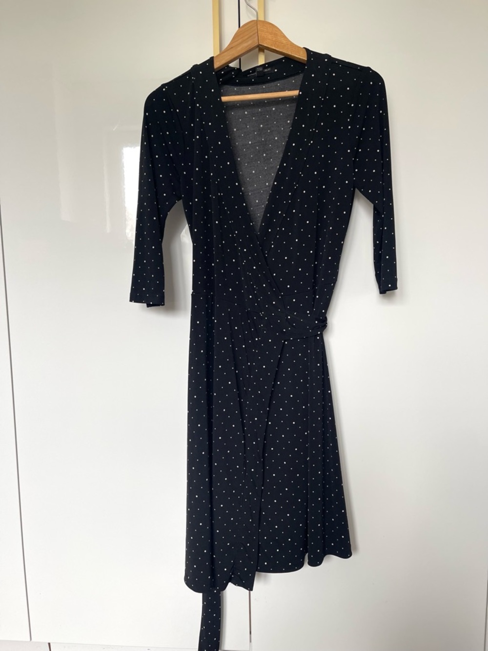 Banana Republic Black Polka Dot Wrap Dress